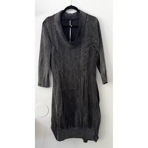 INIZIO Long Sleeve Cowl Neck Pocket Dress Womens Large Gray‎ Made Italy